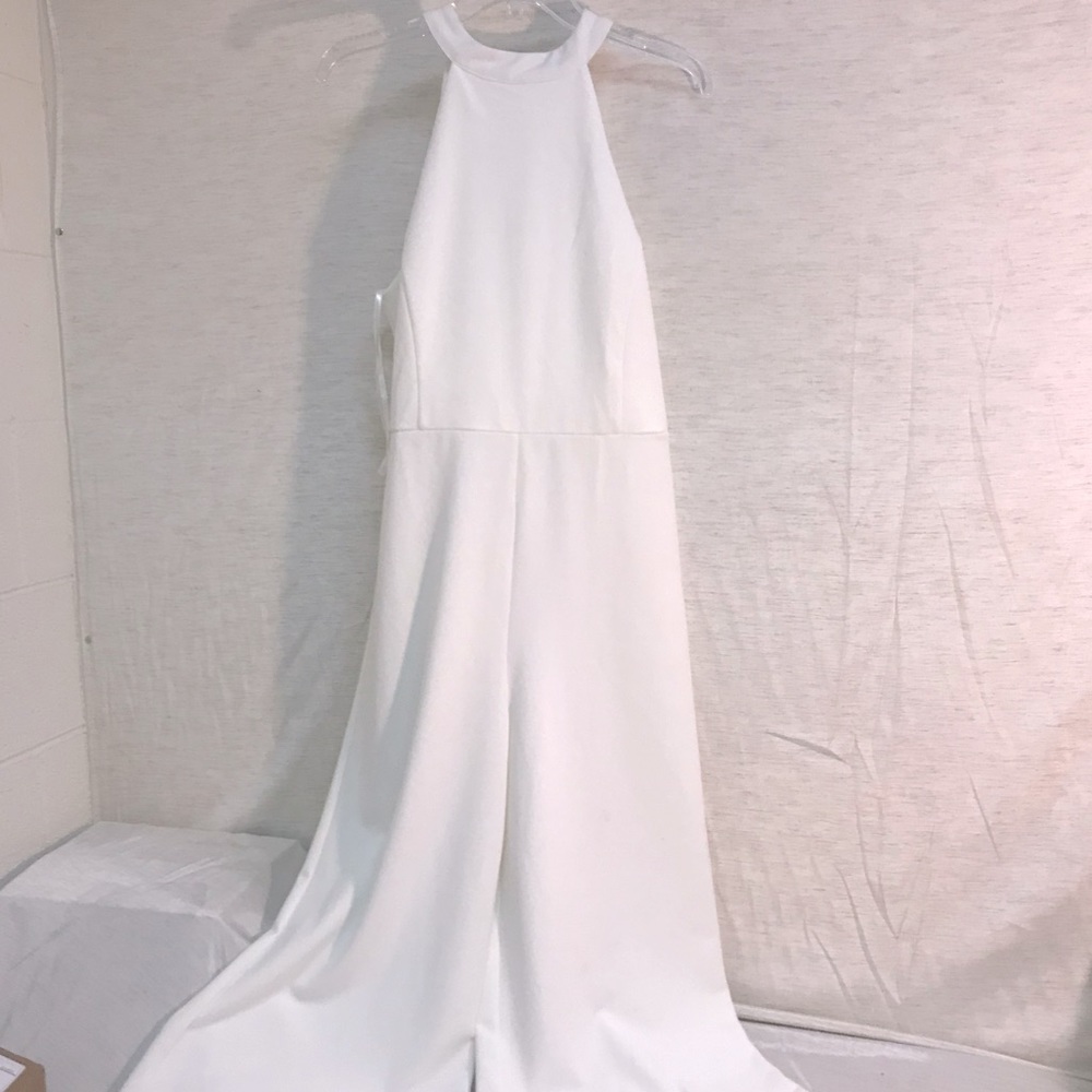 She+Sky white halter jumpsuit, size L.
